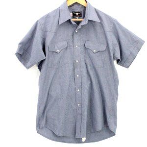 Vintage Flying Ranchwear Men's Cowboy Blue Button Down Short Sleeve Size 16